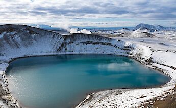 Snowy crater in Myvatn, Iceland. Philipp Wuthrich@Unsplash
