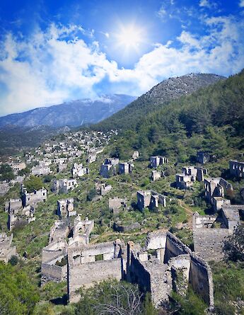 Nature reclaiming the buildings in Fethiye, Turkey. Unsplash:Caglar Tas