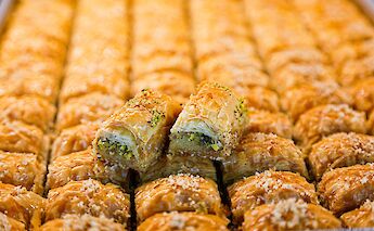 Baklava is a common Mediterranean sweet treat! Syed Fhashemi@Unsplash