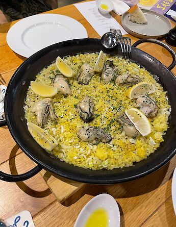 Lemon seafood paella in Onomichi, Hiroshima, Japan.