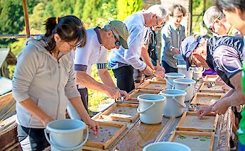Traditional washi paper-making in Yusuhara, Japan.