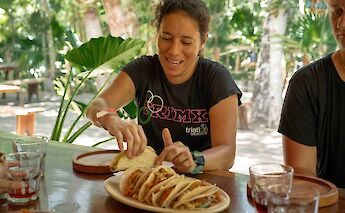 Eating tacos for brunch, Tulum, Mexico. CC:Mexico Kan Tours