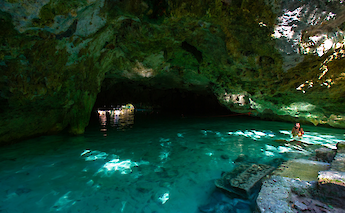 Swimming in Cenotes Sac Actun, Tulum, Mexico