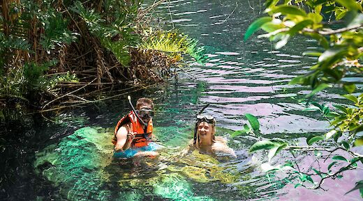 Snorkeling tour of a cenote, Tulum, Mexico. CC:Mexico Kan Tours