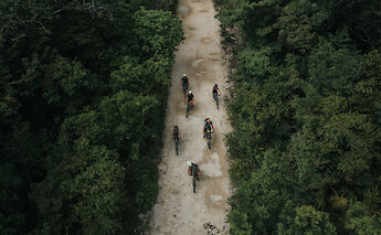 Drone shot of a bike tour, Tulum, Mexico. CC:Mexico Kan Tours