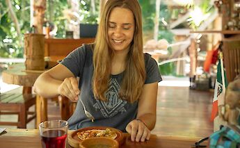 Enjoying a taco lunch, Tulum, Mexico. CC:Mexico Kan Tours