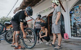 Preparing the bikes, Tulum, Mexico. CC:Mexico Kan Tours