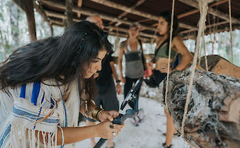 Taking photos of the Mayan Stingless Bee, Tulum, Mexico. CC:Mexico Kan Tours