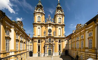 Blue skies above Melk Abbey, Austria. Unsplash:Andreas Weilguny