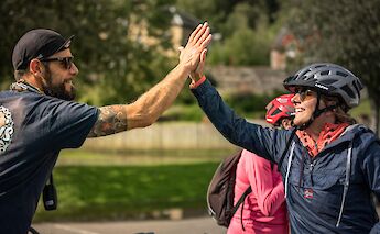 High five, Edinburgh, Scotland.
