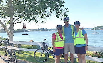 Group photo by the water, Portsmouth bike tour, New Hampshire, USA. CC:TO