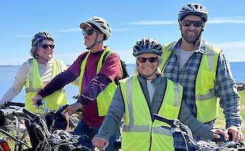 Group photo in the sunshine, Portsmouth bike tour, New Hampshire, USA. CC:TO