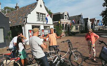 Stopping in a Noord outside Amsterdam, Holland bike tour. CC:TO