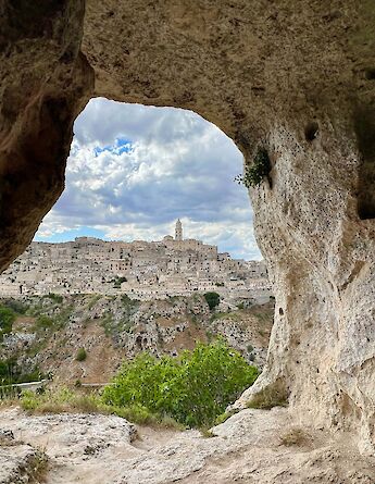 Views of Matera from an ancient cave dwelling in Murgia National Park. ©Heather