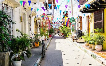 Bunting in the streets of Cartagena, Colombia. Unsplash@Jorge Gardner
