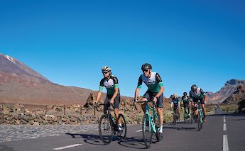 Facing the ascent together in Teide National Park, Tenerife, Spain. CC:Bike Experience Tenerife