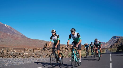 Facing the ascent together in Teide National Park, Tenerife, Spain. CC:Bike Experience Tenerife