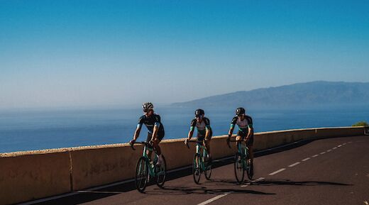 Cycling along the coastal road to Los Gigantes, Tenerife, Spain. CC:Bike Experience Tenerife