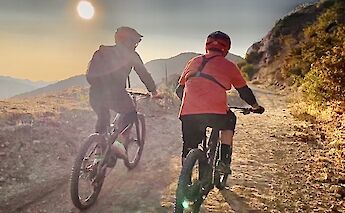 Cycling along the Backbone Trail at sunset, Malibu, California, USA. CC:LifeRush Adventures
