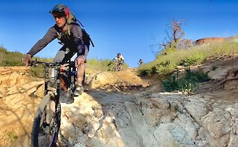Riding down a rock garden, Malibu, California, USA. CC:LifeRush Adventures