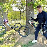 Taking a break on the mountain bike tour, Santa Clarita, California, USA. CC:LifeRush Adventures