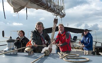 Helping hoist the sails. to-BBT