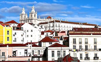 White houses in Lisbon, Portugal bike tours. Brad Weaver@Unsplash