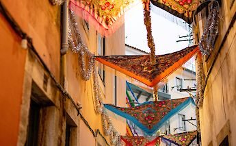 Colorful decorations in Lisbon, Portugal bike tours. Laura Adai@Unsplash