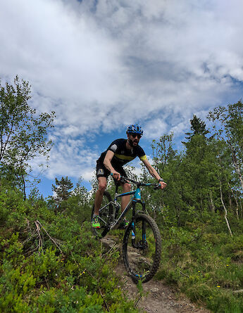 MTBing down a mountain trail, Voss, Norway. CC:Outdoor Norway