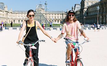 Riding bike, Louvre, Paris.