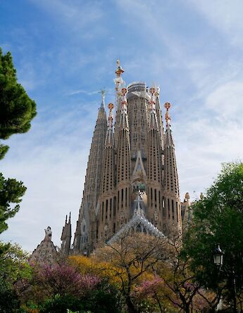 Sagrada Familia viewed through trees, Barcelona. Lil Mayer@Unsplash