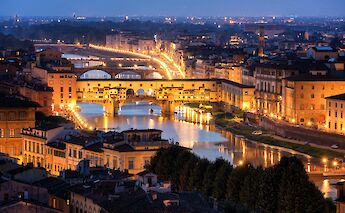 Ponte Vecchio from above at night, Florence. Getty Images@Unsplash