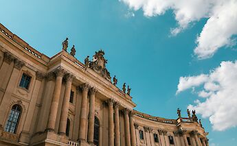 Blue skies over Bebel Platz, Berlin. Kevin Woblick