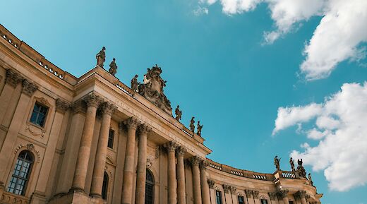 Blue skies over Bebel Platz, Berlin. Kevin Woblick