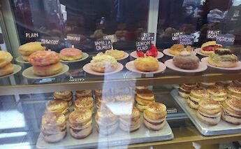 Visiting a local donut shop on the Berlin bike tour, Germany. CC:TO