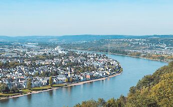 Koblenz and the Rhine River from above, Germany. Unsplash:Maxime Vandenberge