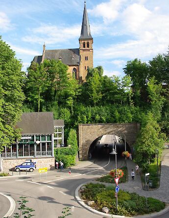 Church above the trees, Saarburg, Germany. Flickr:Francois MORARD