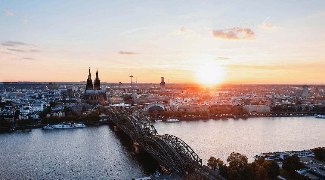Sun setting over Cologne, Germany. Unsplash:Eric Weber
