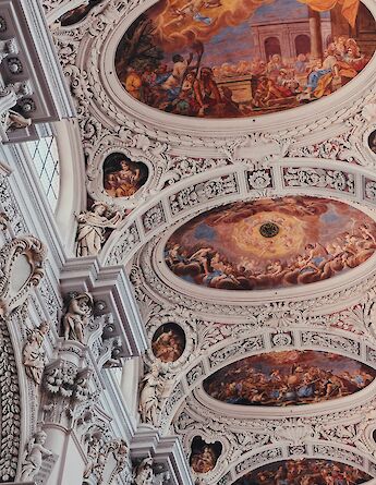 Ornate interior of the cathedral, Passau, Germany. Unsplash:Yves Cedric Schulze