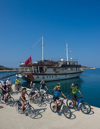 Setting off on a bike tour, Island of Lipsi, Greece. CC:Island Hopping