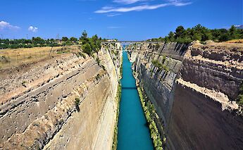 Sailing through the Corinth Canal. cc:Joy of Museums