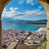 A view from the Palamidi Castle, overlooking the town of Nafplio. Pexels:Alexandros Milidakis