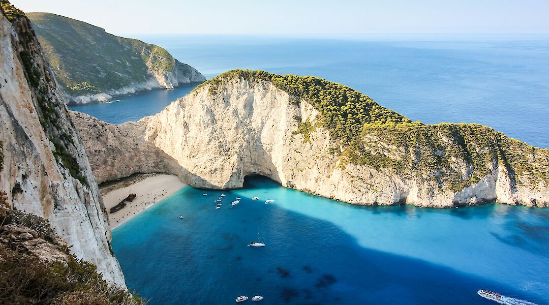 Shipwreck beach on the coast of Zakynthos. Unsplash:Ekaterina Boltaga