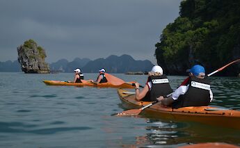 Kayaking in Ha Long Bay, Vietnam. CC:Island Hopping