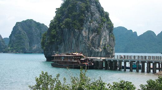 Vietnamese Junks docked in Bai Tu Bay