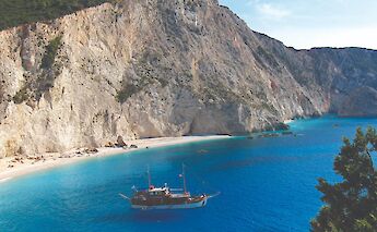 Panagiota on blue water. CC:Island Hopping