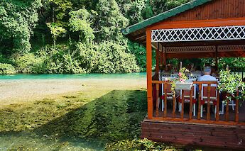 Lovely restaurant at the Blue Eye, Albania. Marie Volkert@unsplash