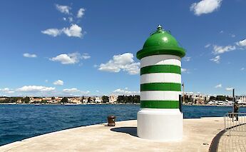 Striped tower in Zadar, Croatia. Unsplash:Linda Gerbec