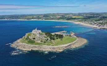 Aerial view of St Michael’s Mount. Pascal Buchel@unsplash
