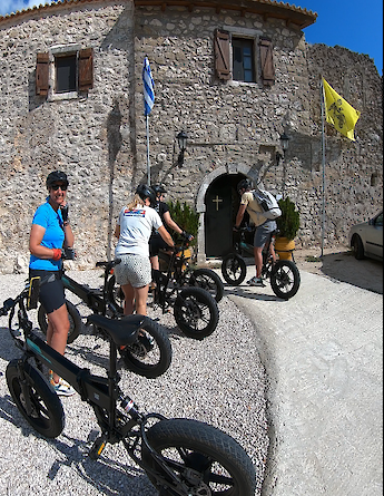 E-bike tour at a church, Lefkada, Greece. CC:TO